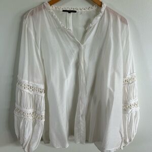 KOBI HALPERIN WHITE BLOUSE LONG SLEEVE EYELET LACE XXL
